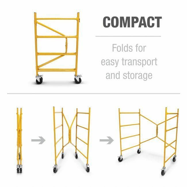 5 ft. Mobile Workstand - Adjustable Height Rolling Ladder for Home & Workshop Use - Perfect for Painting, Shelving, and DIY Projects