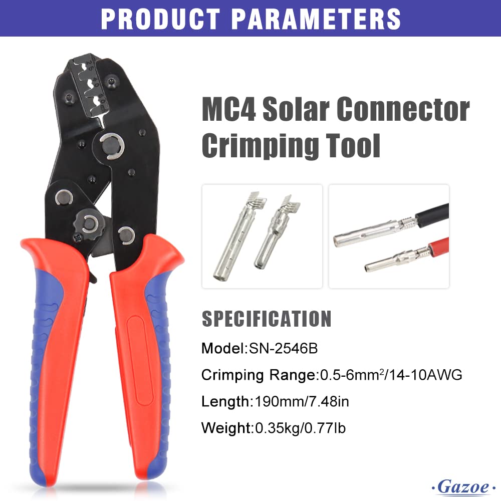 Professional Solar PV Cable Crimping Tool for Solar Connectors - AWG14-10 (2.5/4/6mm²) - 7-in-1 Mini Pliers - Perfect for Solar Panel Installation & Electrical Wiring Projects