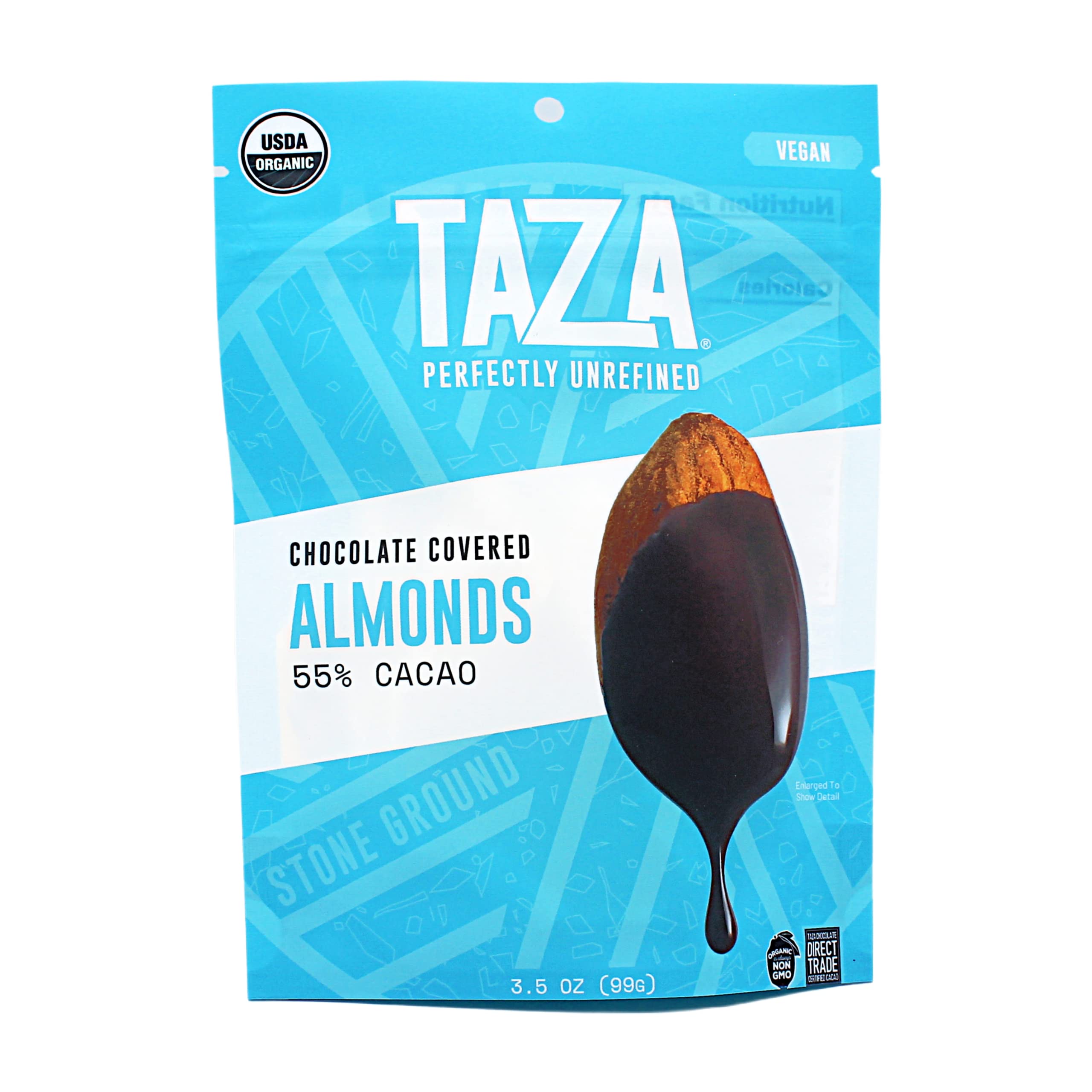 Organic Dark Chocolate Covered Almonds - 55% Cocoa, Vegan, Gluten-Free - 3.5oz Resealable Bags (12-Pack) - Perfect for Snacking, Gifts & Healthy Desserts