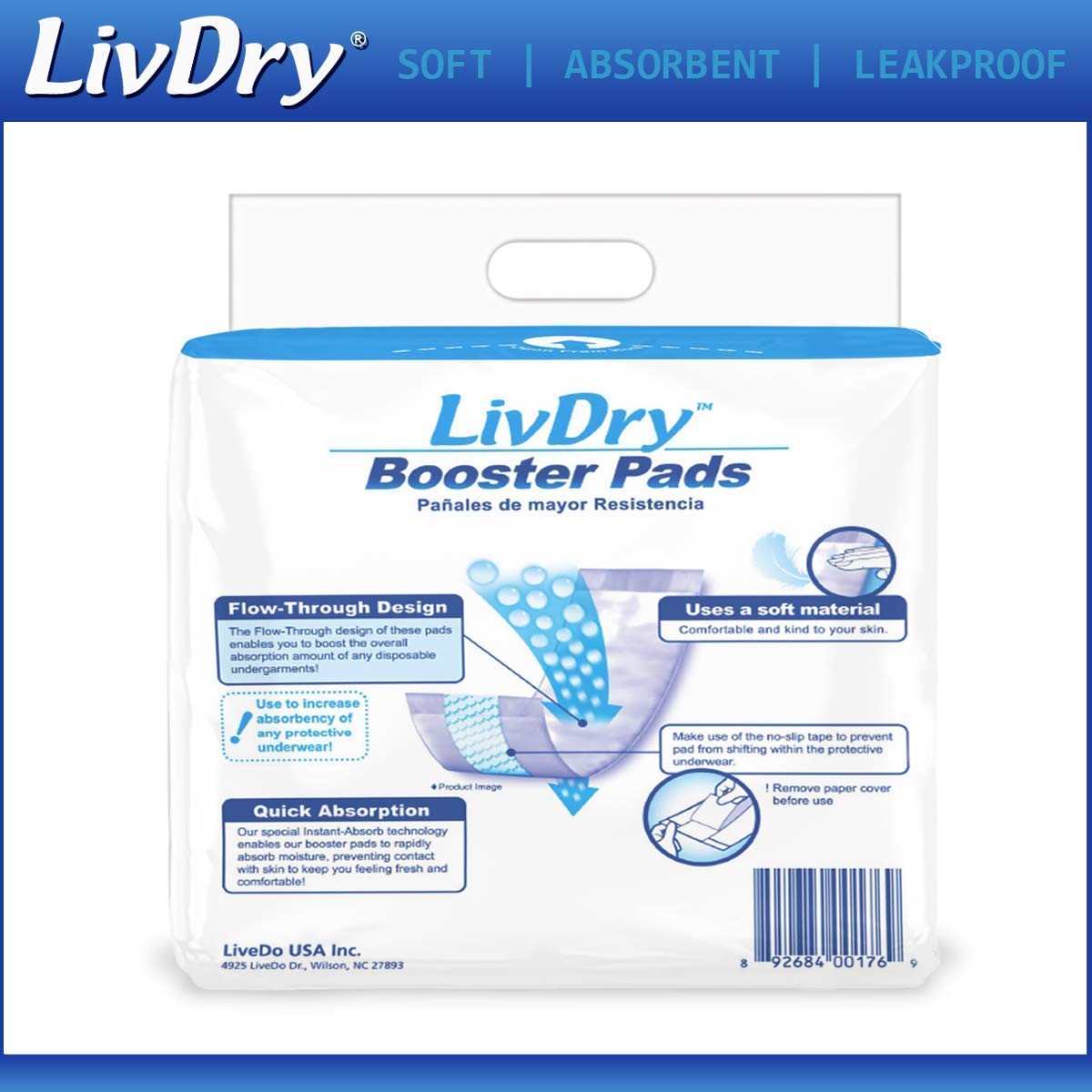 LivDry Incontinence Booster Pads for Adults - 160 Count Disposable Absorbent Pads for Women & Men | Extra Soft & Comfortable | Works with Adult Diapers | Ideal for Overnight Protection, Travel & Daily Use