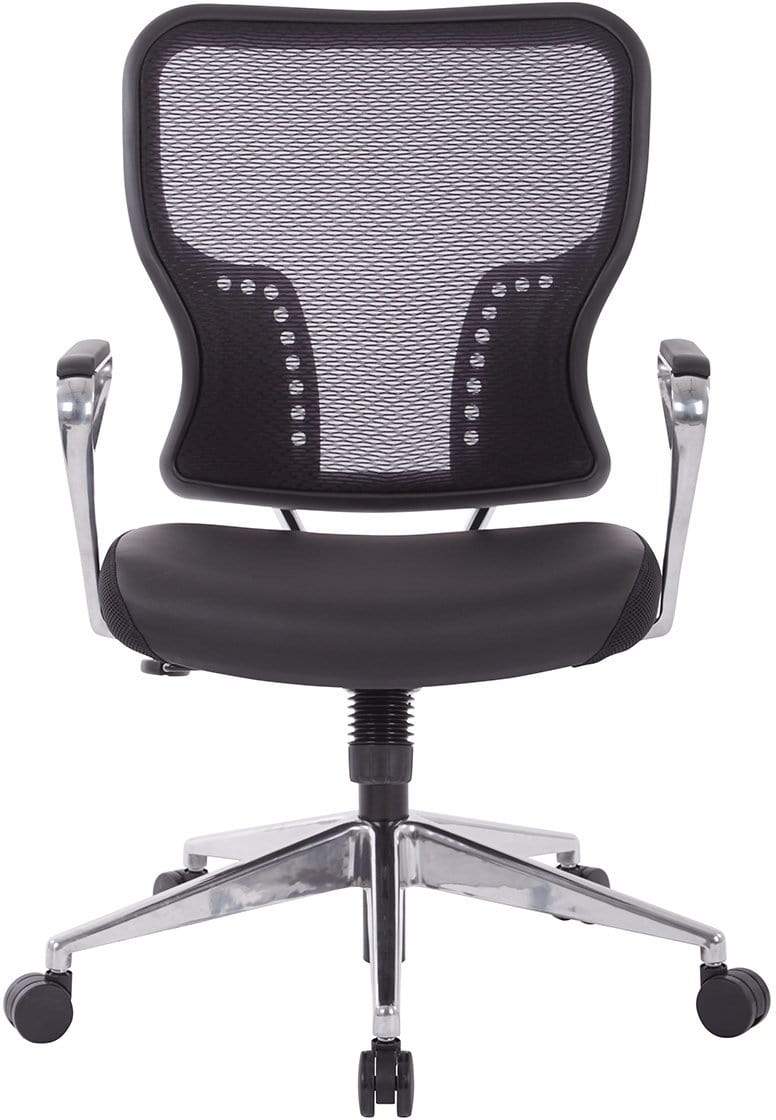 Ergonomic Air Grid® Back Office Chair with Padded Bonded Leather Seat - Adjustable Height & Lumbar Support for Home & Office Workspaces - Model 213 E37P91A7