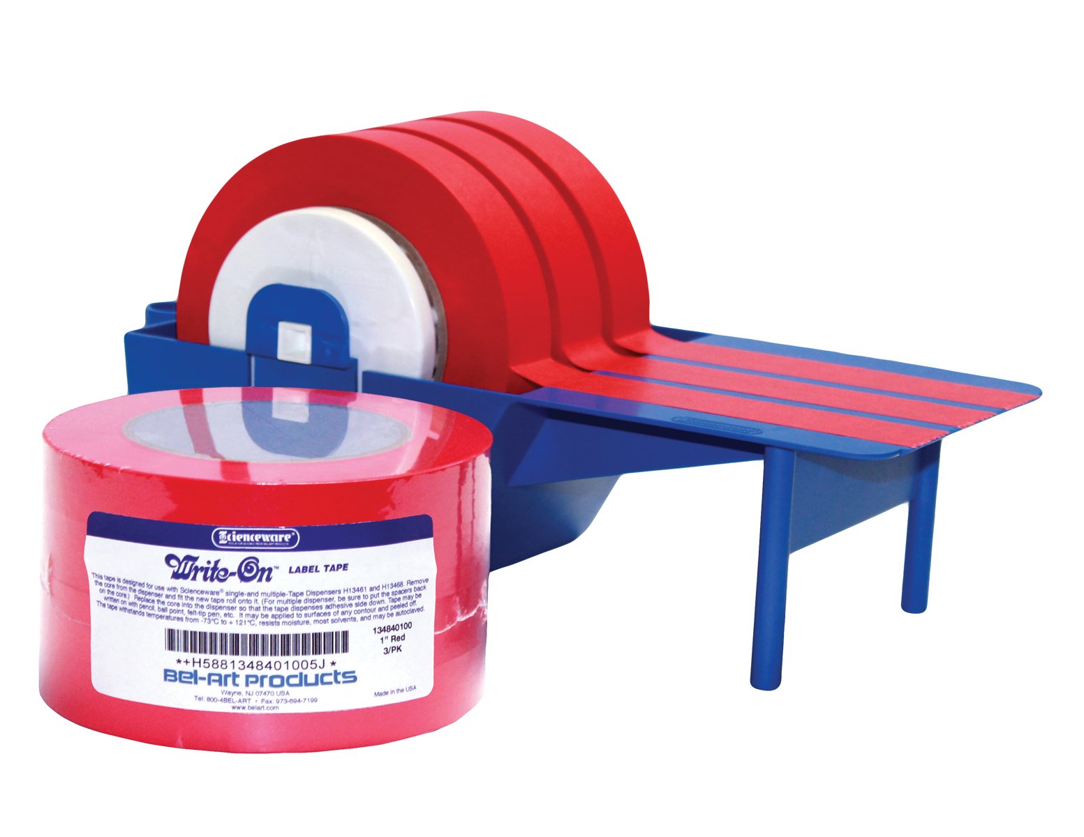 SP Bel-Art Write-On Red Label Tape - 1 Inch Width, 40 Yard Length, 3 Inch Core (Pack of 3) | Laboratory, Medical & Industrial Labeling Solution | F13484-0100