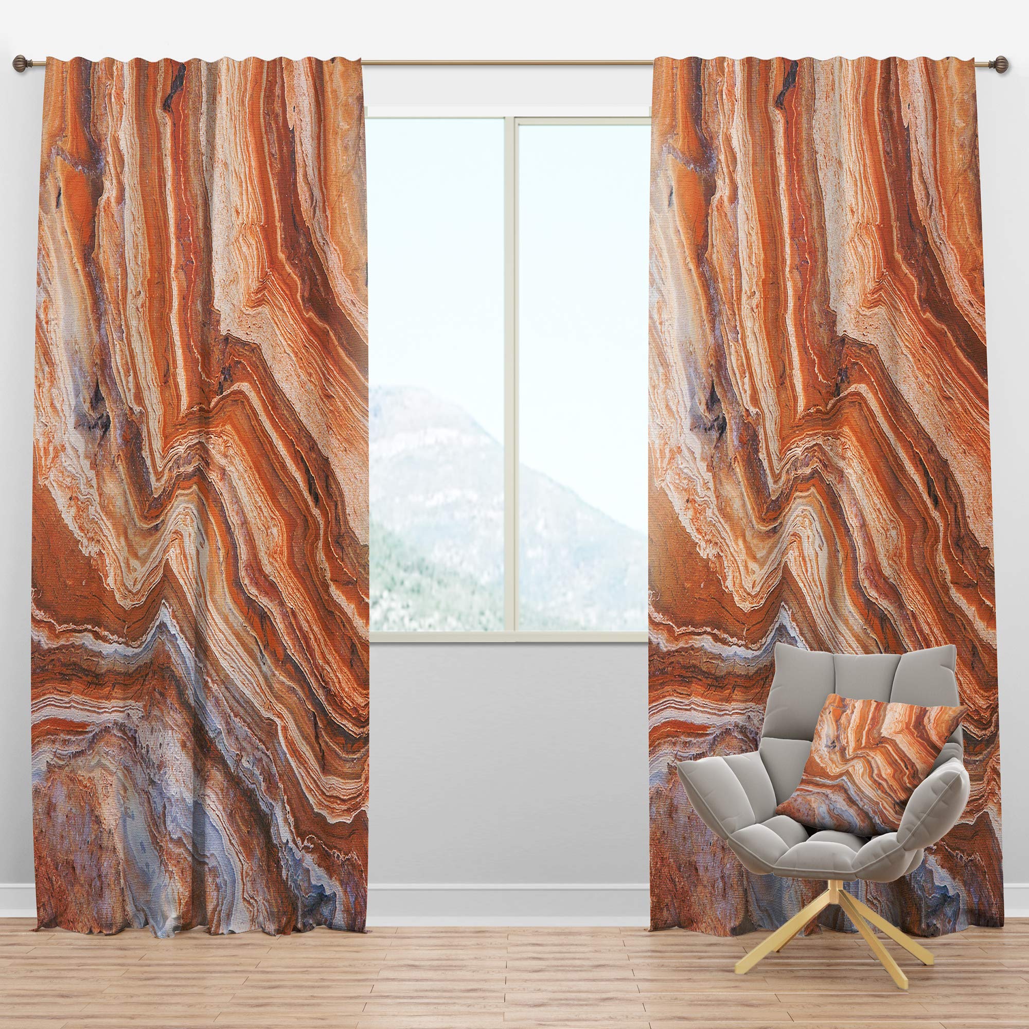 DesignQ Blackout Curtains - Thermal Insulated Single Panel (52x95 inches) - Elegant Marbled Rock Pattern for Bedroom & Living Room - Noise Reducing & Energy Saving Window Drapes for Better Sleep & Home Decor