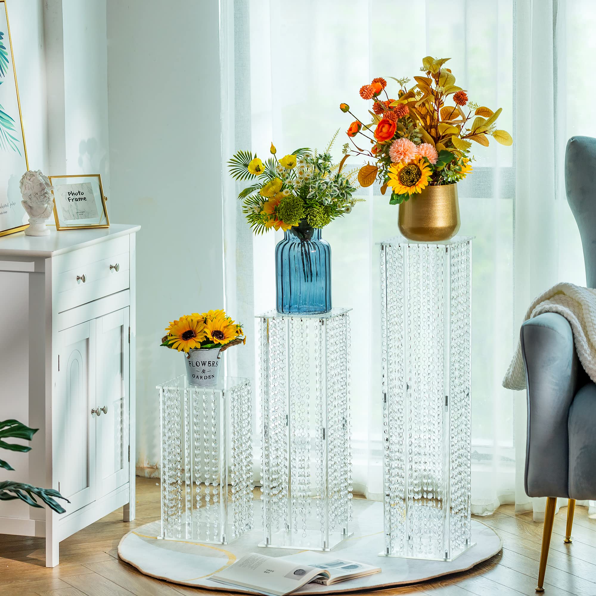 2 Pack Clear Acrylic Tall Vases - 23.6