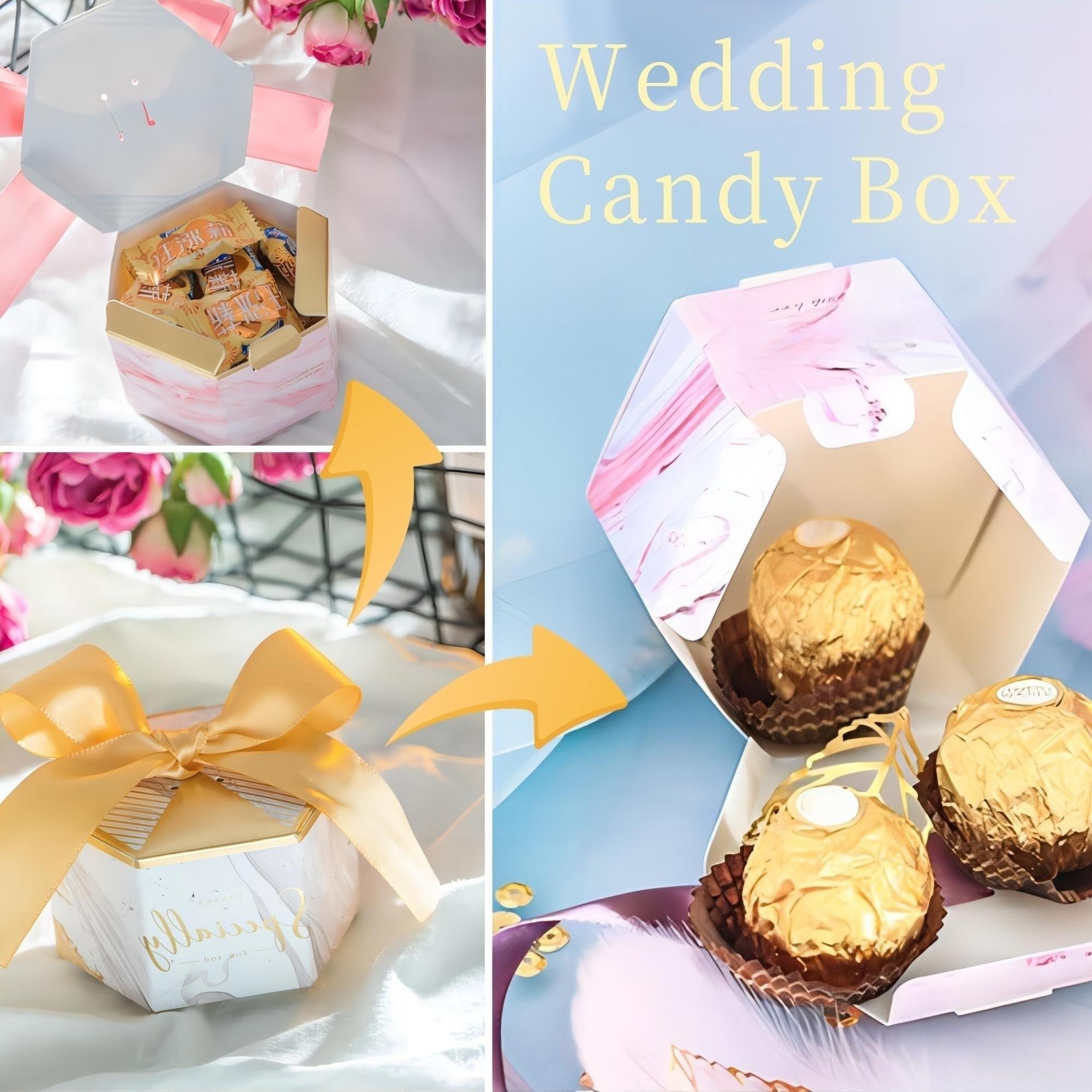Zerodis 30-Pack Gold Wedding Favor Boxes with Ribbon - Elegant Candy Gift Bags for Bridal Showers, Birthday Parties & Christmas Celebrations - Perfect for Wedding Favors, Baby Showers and Holiday Gift Giving