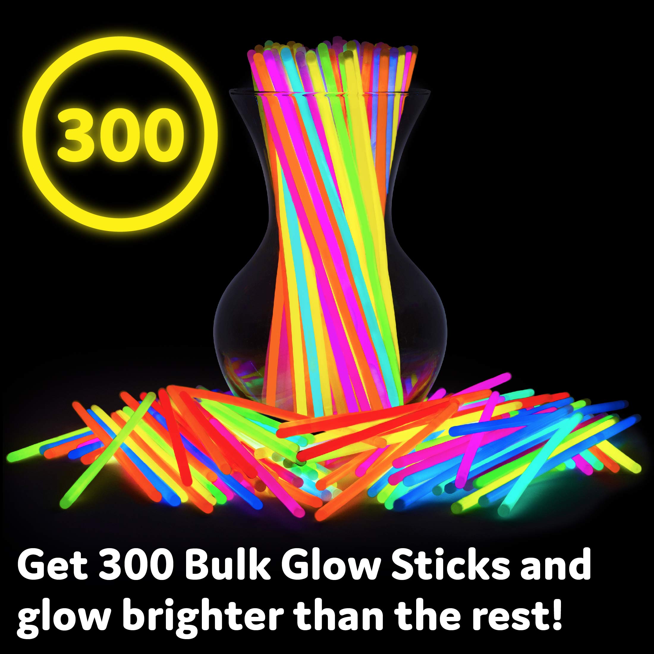 Glow in the Dark Party Sticks - 200 Pack 8 Inch Glow Sticks with Connectors for Necklaces & Bracelets | Neon Party Supplies, Glow Party Decorations & Favors | Perfect for Raves, Concerts, Birthday Parties & Night Events
