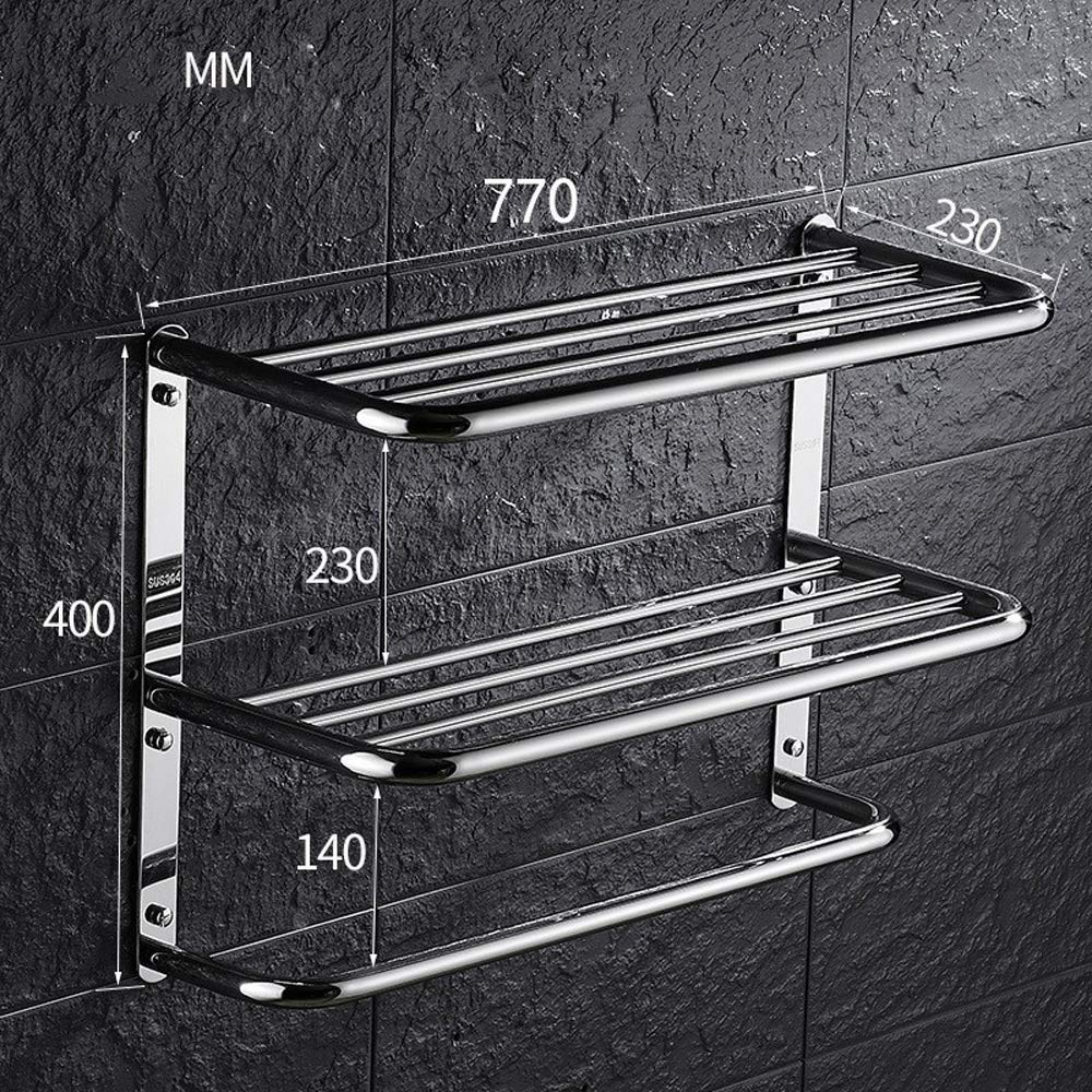 Stainless Steel Wall Mounted 3-Tier Bathroom Shelf - Multifunctional Towel Rack & Shower Organizer (77cm, Polished Chrome) for Modern Bathroom Storage & Spa-Like Experience