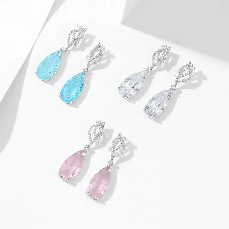 Elegant Cubic Zirconia Long Water Drop Earrings for Women - Bridal Wedding Jewelry Accessories - Perfect for Evening Gala, Prom, Anniversary & Special Occasions