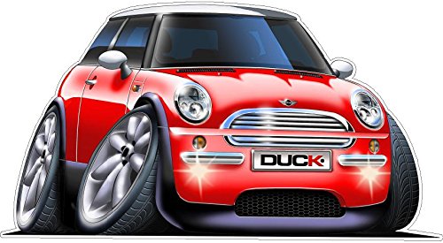 Mini Cooper Cartoon Wall Decal - Large 2ft Car Art Sticker for Man Cave & Boys Room Decor