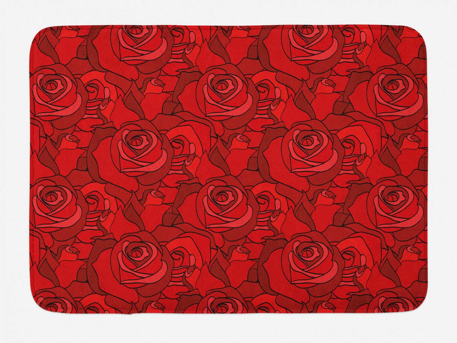 Ambesonne Non-Slip Bath Mat with Roses Floral Design - Plush Bathroom Rug 30