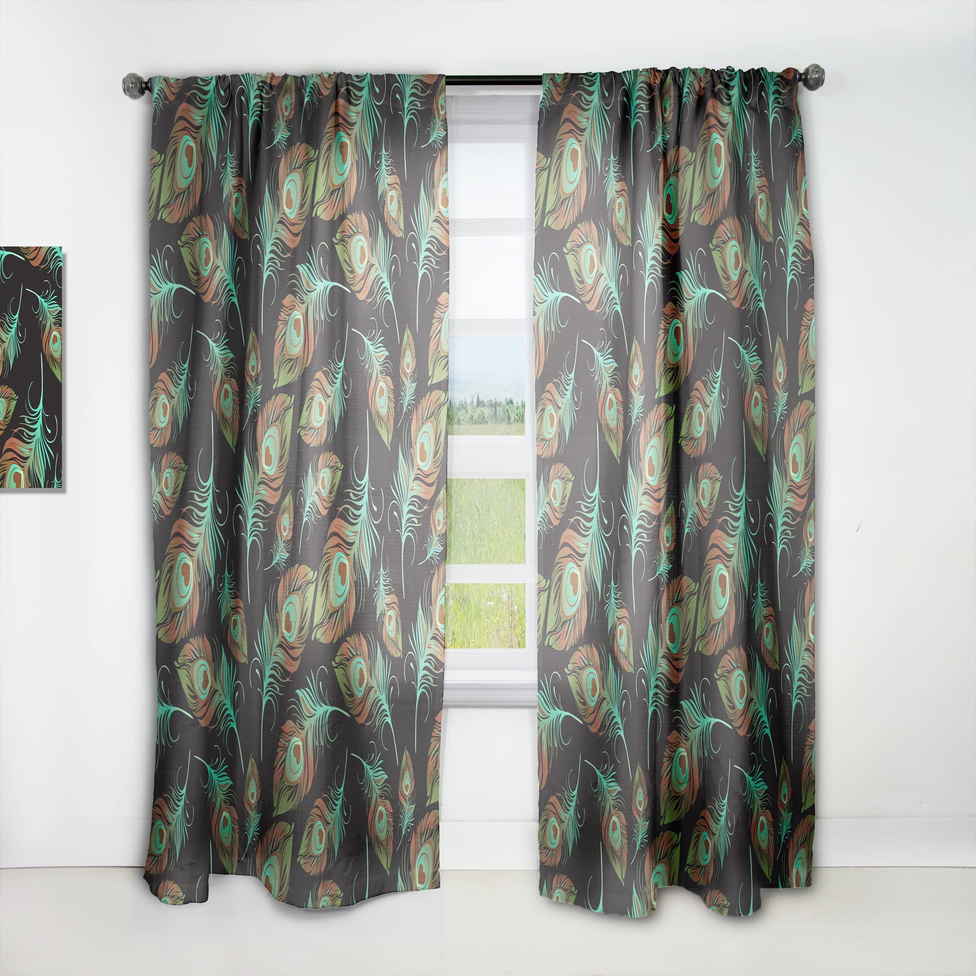 DesignQ Multicolored Abstract Bird Feathers Thermal Insulated Curtains - 52x108 Inch Single Panel for Bedroom & Living Room - Elegant Home Decor for Cozy Spaces & Modern Interior Design