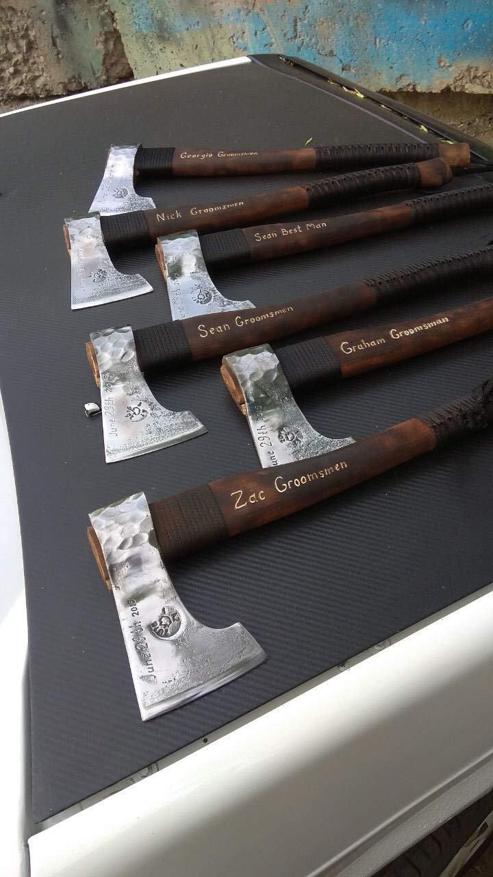 Premium Viking Axe Groomsmen Gift Set - Unique Wedding Gift for Groomsmen - Handcrafted Wooden Axe with Engraving - Perfect for Bachelor Parties, Man Cave Decor & Outdoor Adventures