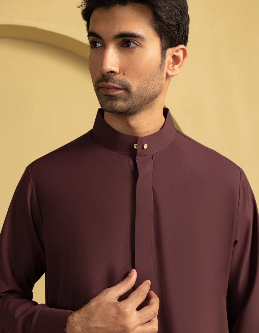 Premium Blended Maroon Jubba by J. Junaid Jamshed - Elegant Islamic Prayer Dress for Men - Perfect for Daily Salah, Jumu'ah Prayer & Special Occasions