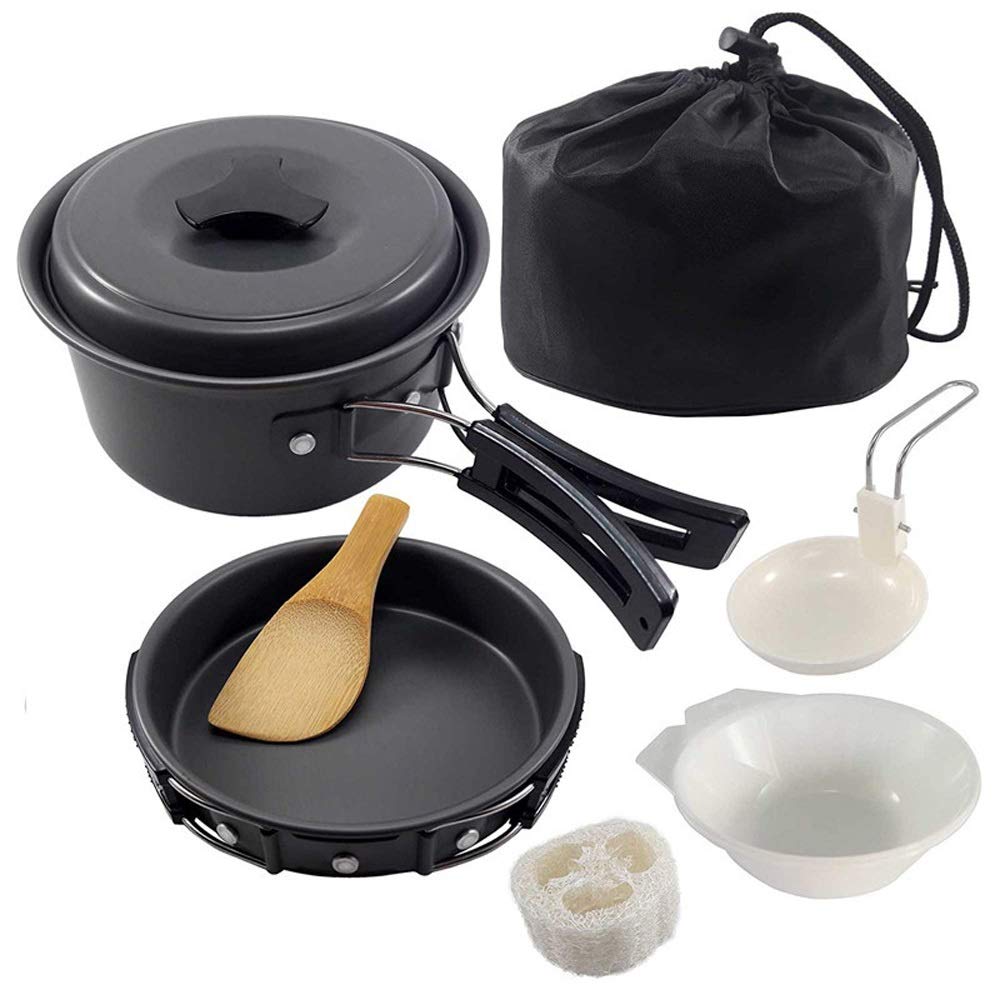 GYZCZX 2-Person Camping Cookware Set - Non-Stick Lightweight Stackable Pot, Pan & Bowls with Storage Bag - Perfect for Backpacking, Hiking & Outdoor Adventures (Color: B)