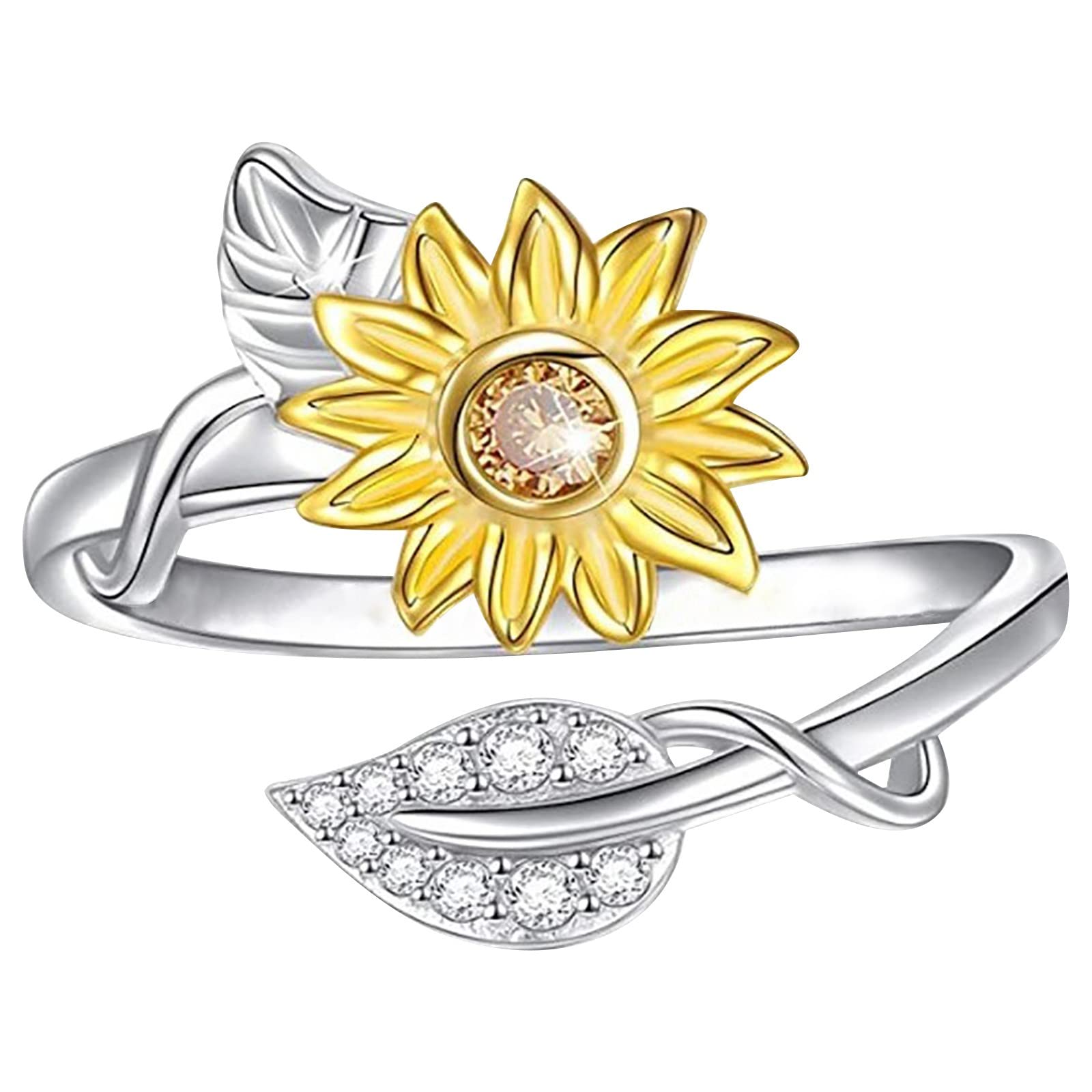 Sunflower Spinning Ring for Her - Graduation Gift & Romantic Jewelry for Daily Wear