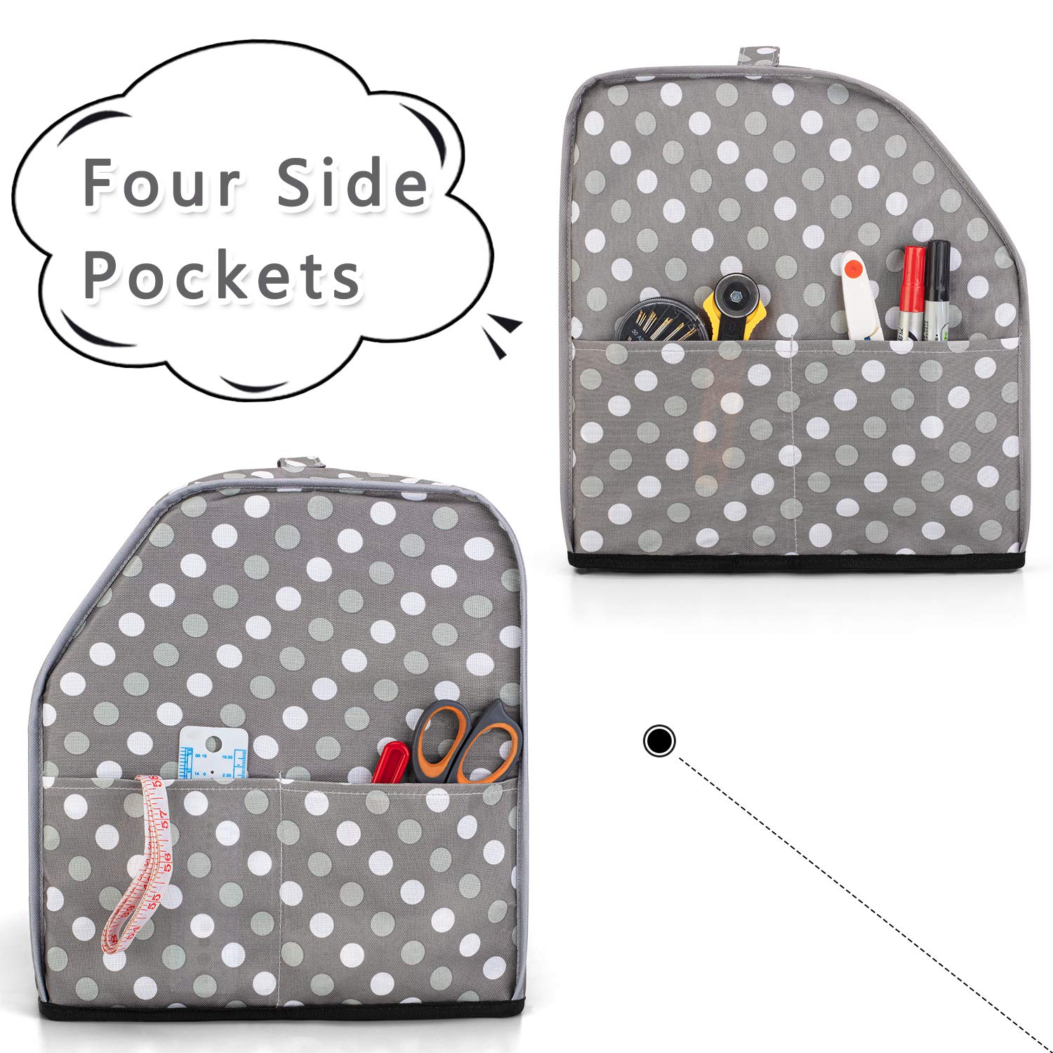 Luxja Sewing Machine and Serger Dust Cover - Universal Fit for Singer & Brother Sergers (Gray Dots Pattern) | Protects from Dust & Debris for Home & Studio Sewing Spaces