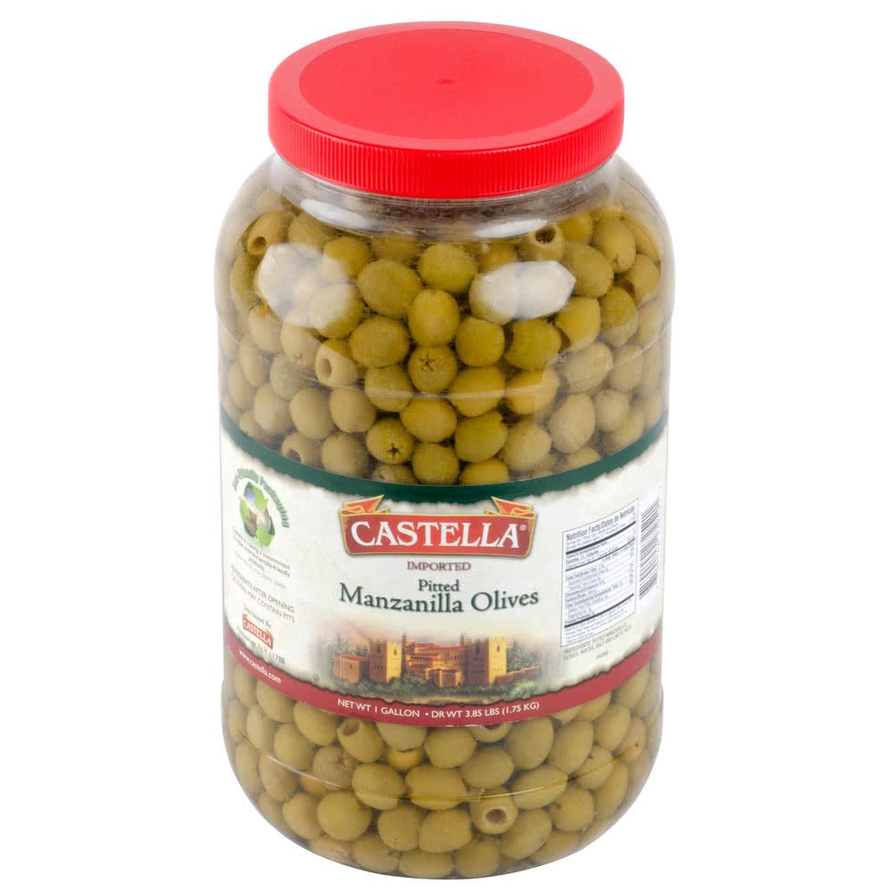 Premium TableTop King Manzanilla Pitted Olives - 1 Gallon Bulk Size | Gourmet Spanish Olives for Salads, Charcuterie Boards & Mediterranean Cooking