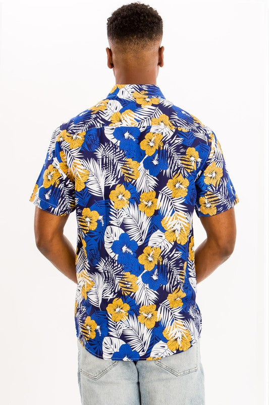 Hawaiian Shirt for Men & Women - Tropical Floral Print Short Sleeve Button Up Shirt | Perfect for Beach Vacation, Summer Party & Casual Wear
