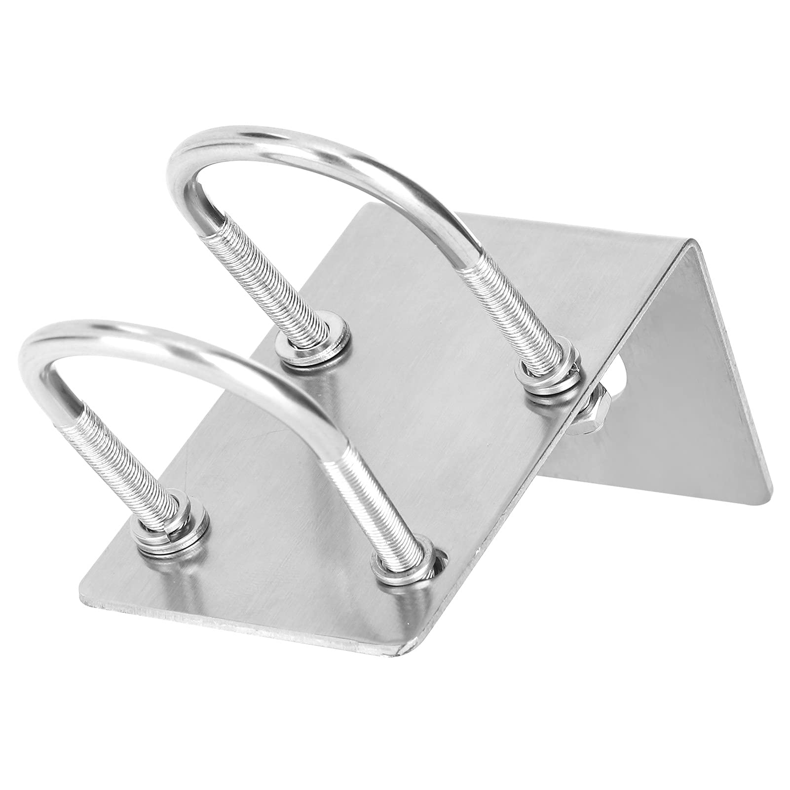 Stainless Steel L-Bracket U-Bolt Clamp for Car Ham Radio Antenna Mount - Universal Vehicle-Mounted UV & HF Antenna Installation - Perfect for Off-Roading, Emergency Communication & CB Radio Setups