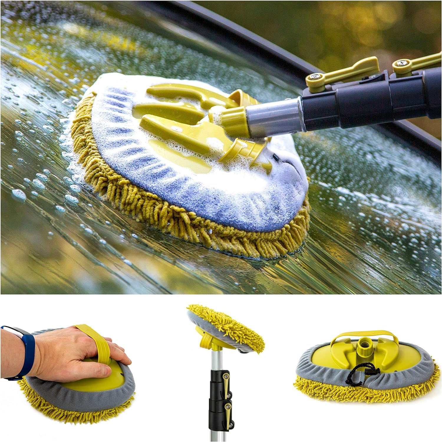 DOCA Professional Car Wash Kit 5-12 Ft with Extendable Pole - Includes Wash Mitt, Squeegee, Soft Bristle Brush & Mop - Perfect for Home, Car Detailing & Auto Wash Business