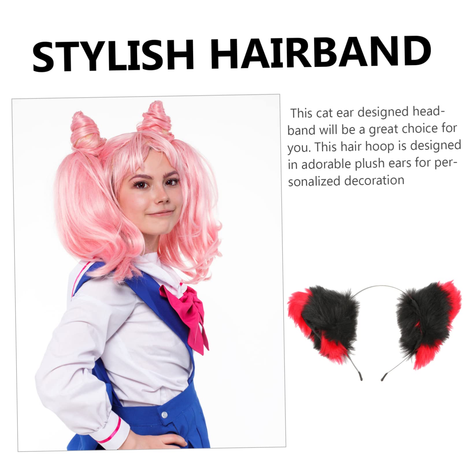 FRCOLOR Plush Cat Ear Headband for Women & Girls - Cute Kawaii Hair Accessories for Cosplay, Halloween, Parties & Daily Wear