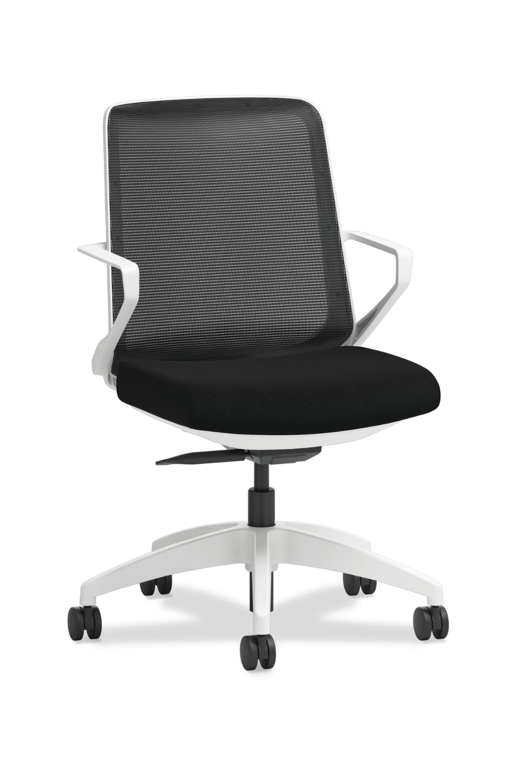 Ergonomic Cliq Office Chair with Synchro Tilt - Basalt Fabric & White Designer Frame - Perfect for Home Office, Gaming & Workspaces