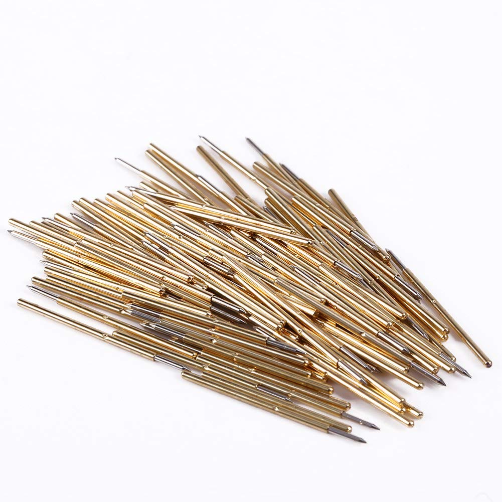 100PCS P50-B1 Spring Test Probes - 0.68mm Sharp Angle Needle Head Pins for Circuit Board Testing - Perfect for PCB Repair, Electronics Debugging & Micro Soldering