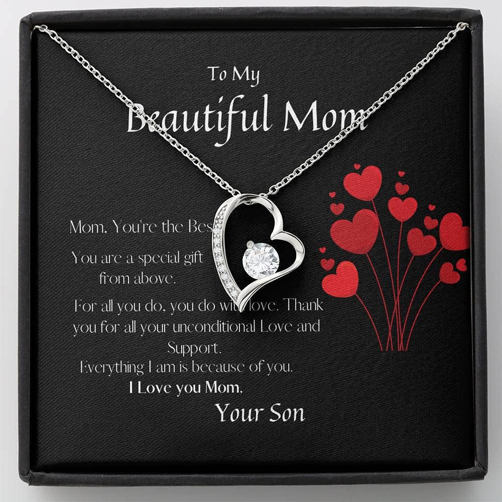 Forever Love Necklace for Mom - Personalized Mother's Birthday Gift from Son - Thank You Gift Ideas for Mom - Perfect for Mother's Day, Christmas & Special Occasions
