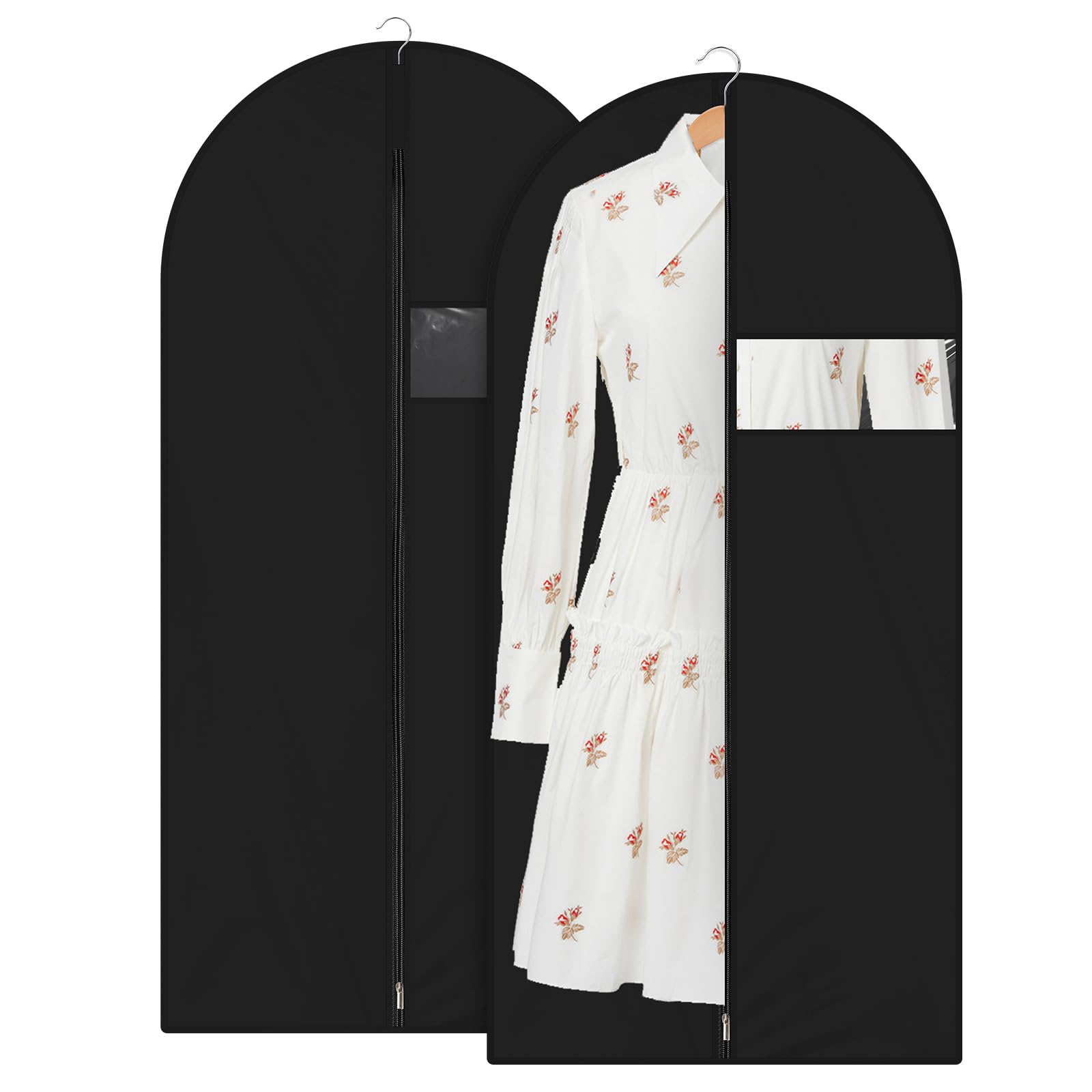 Black PEVA Lightweight Garment Bag for Hanging Clothes - Breathable Wardrobe Cover for Dance Costumes, Wedding Gowns & Winter Coats - Perfect for Shirts, Jackets & Closet Storage (24 x 47 Inches) - Ideal for Travel, Dry Cleaning & Seasonal Clothing Protection