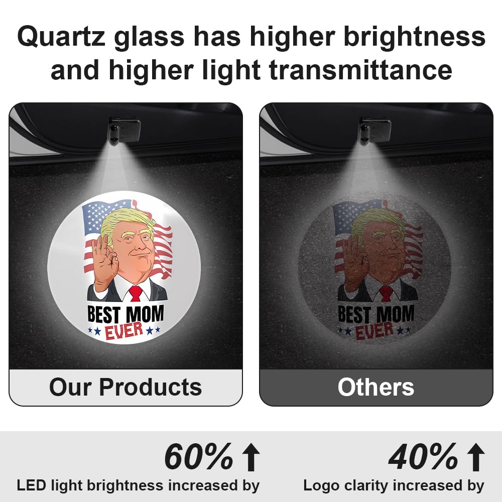 Trump Car Door Welcome Light - Best MOM Ever Wireless Laser Projector with LED Magnet Induction - Cute Icon Projection Courtesy Lamps for Mother's Day Gifts - Perfect for Nighttime Car Entry & Surprise Birthday/Anniversary Presents