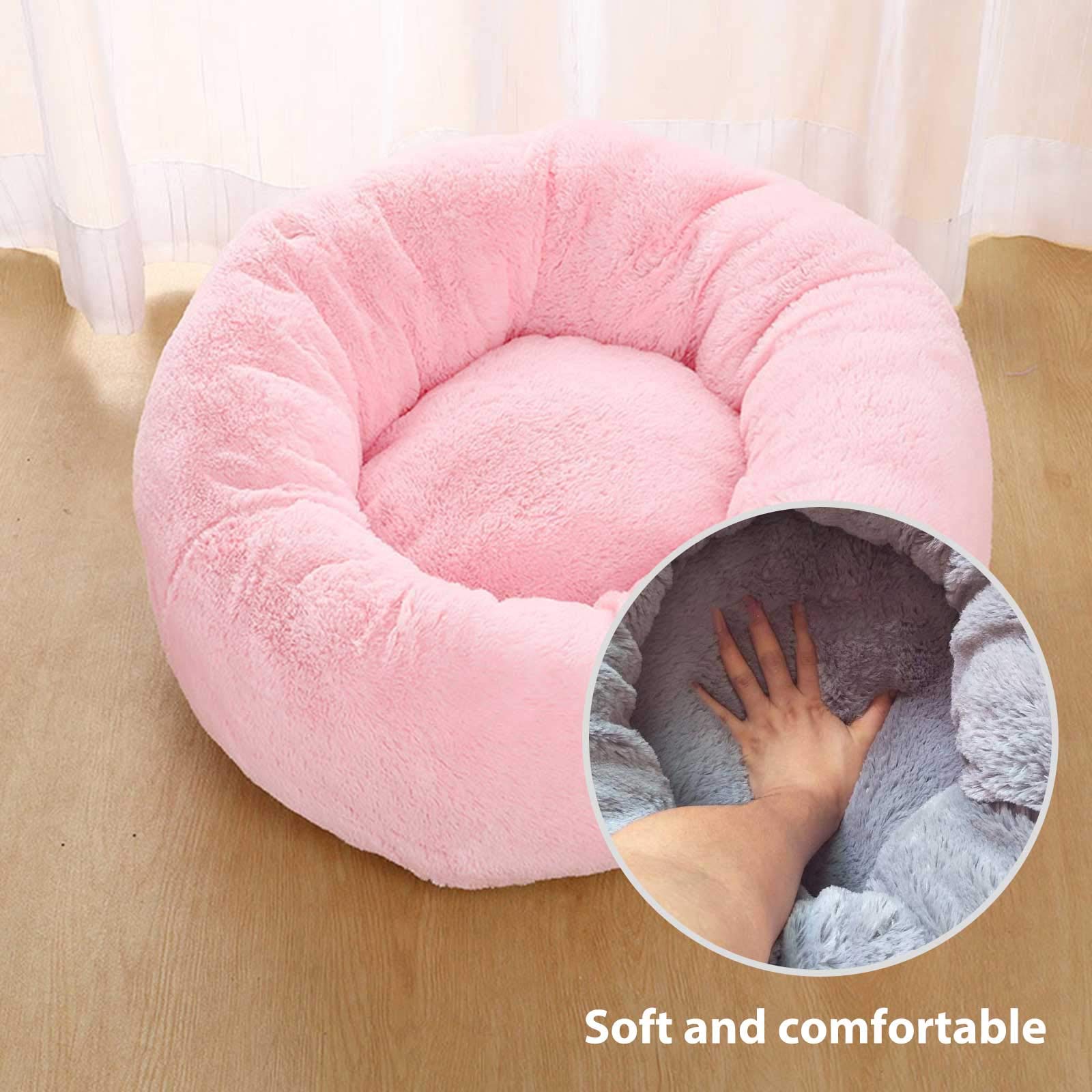 Soft Round Cat Bed & Dog Bed - Machine Washable Pet Bed for Cozy Napping & Relaxation - Perfect for Living Room, Bedroom, or Pet Corner