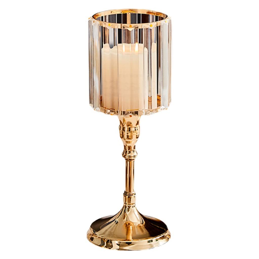 Elegant YZERTLH Crystal Glass Electroplated Alloy Candle Holder Set - Romantic Candlelight Dinner Decor for Home, Wedding & Party (Large Size, Includes Candles)