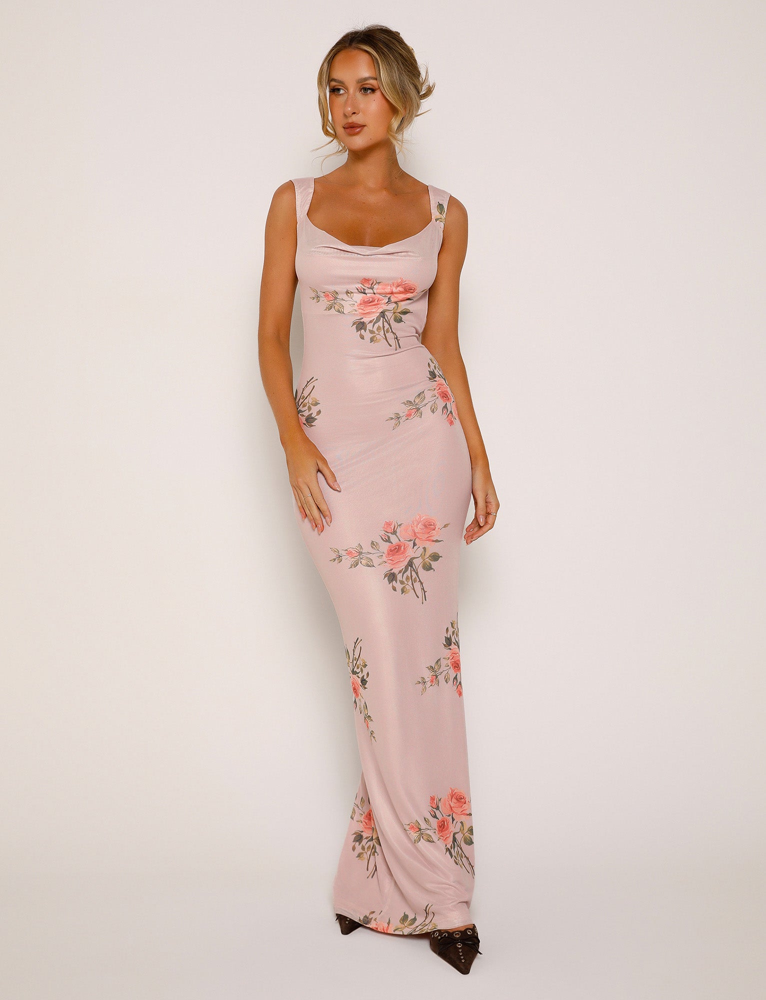 MORANA Floral Pink Dress for Women - Elegant Summer Dress with Floral Print - Perfect for Beach, Party, and Casual Wear