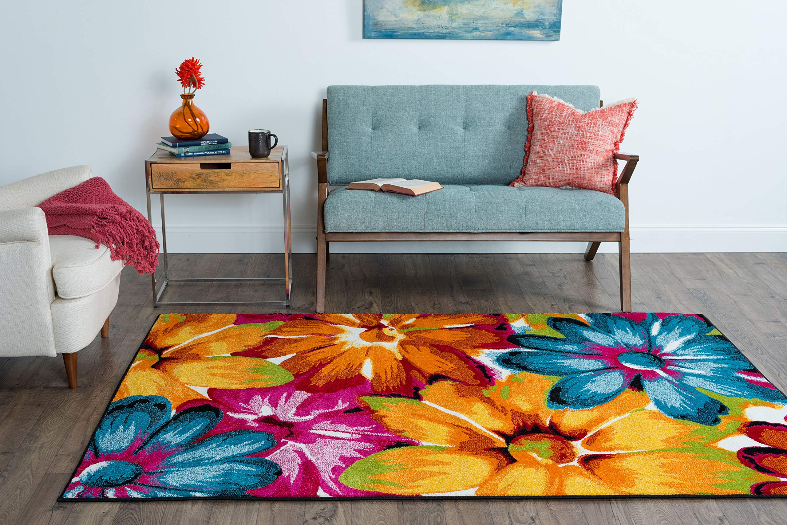 Modern 4x6 Area Rug - Soft Indoor Carpet for Living Room, Bedroom, Dining Room & Entryway - Contemporary Non-Slip Floor Mat - Perfect for Home Decor, Apartment & Office Use - Alfombras Modernas para Sala