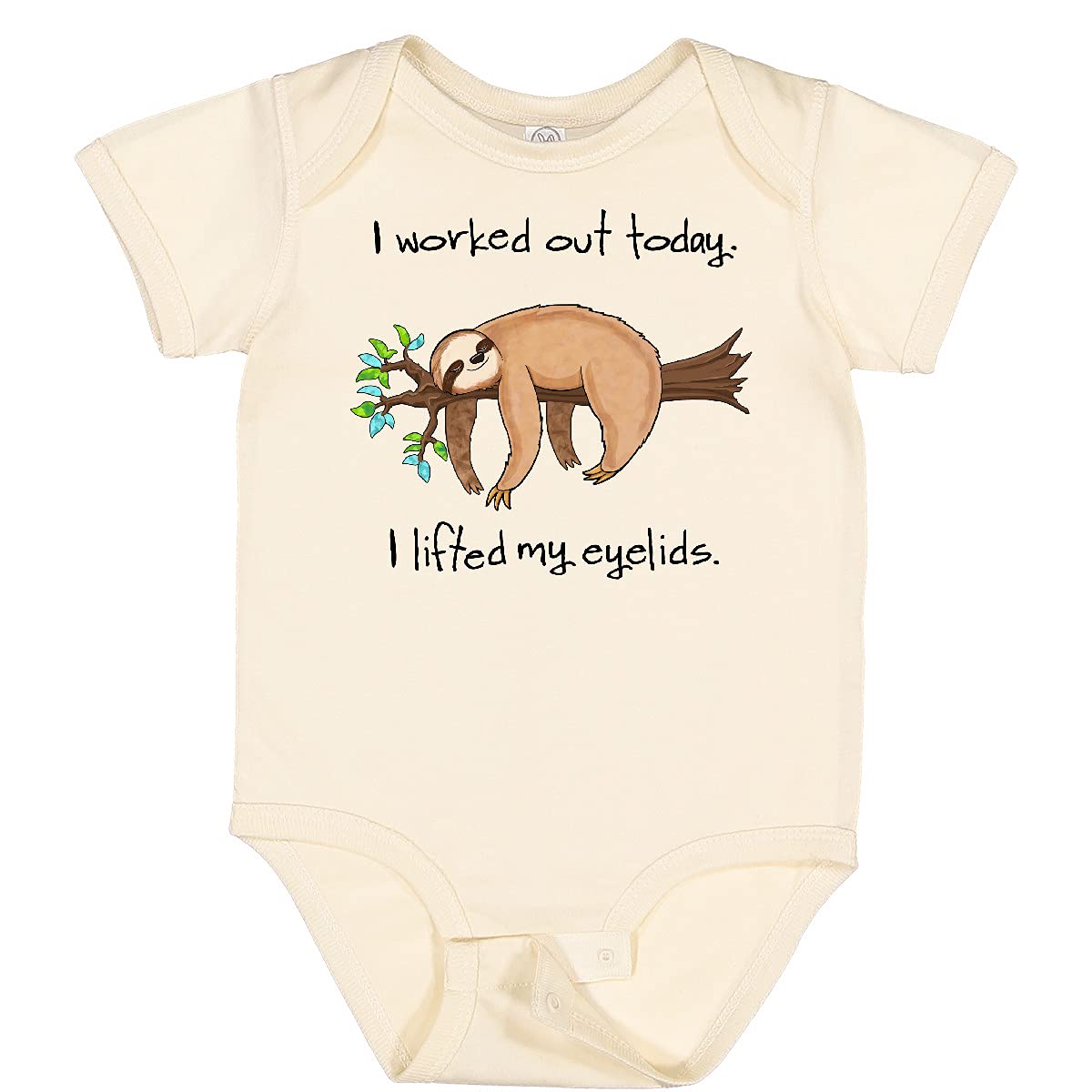 Inktastic 'I Worked Out Today - Lifted My Eyelids' Cute Sloth Baby Bodysuit - Soft Cotton Onesie for Newborns & Infants - Perfect Gift for Baby Showers & Playtime