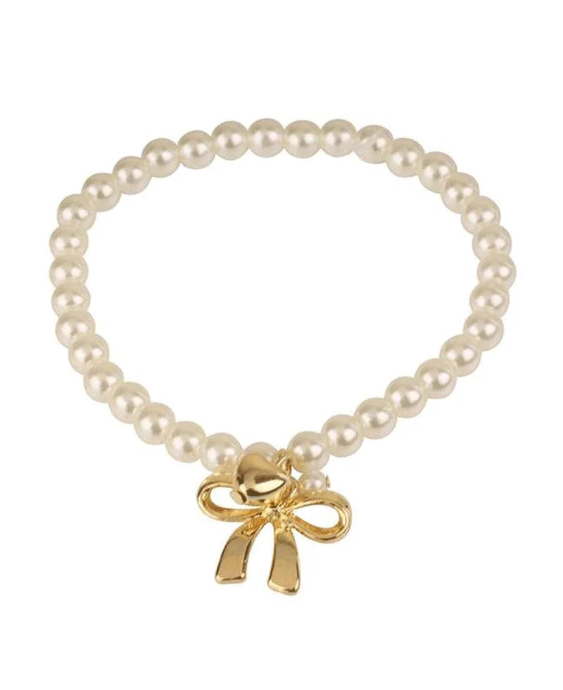 Pearl Elastic Bracelet with Bow Detail - Elegant & Adjustable Jewelry for Women, Perfect for Weddings, Parties & Everyday Wear
