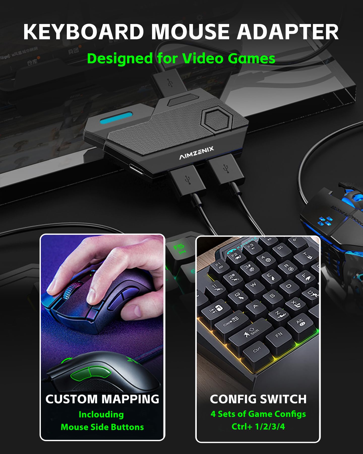 Blader Emulator Console - Keyboard & Mouse Adapter for Xbox One/Series X/S, PS4/PS3, Nintendo Switch - Custom Key Mapping, Plug & Play - Perfect for FPS Gaming & Competitive Esports