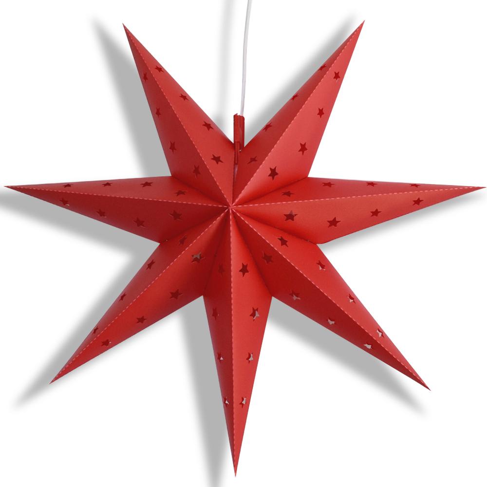 30 Inch Red 7-Point Weatherproof Star Lantern Lamp - Outdoor Hanging Decoration for Patio, Garden, Christmas & Halloween Decor (Shade Only)
