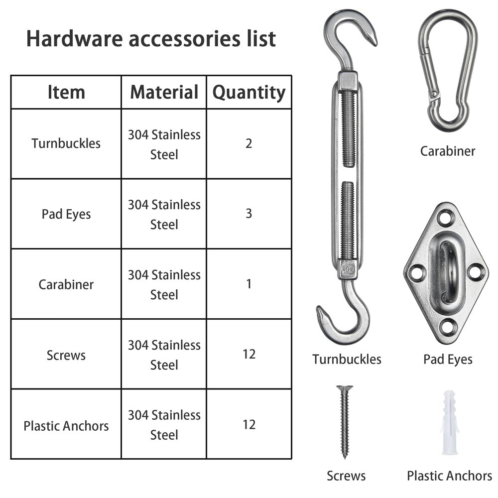 Stainless Steel Fixing Hardware Kit - Pad Eye Turnbuckle & Carabiner Set (6-Piece) for Marine, RV, and Outdoor Equipment Repair | Heavy Duty Construction & Rustproof