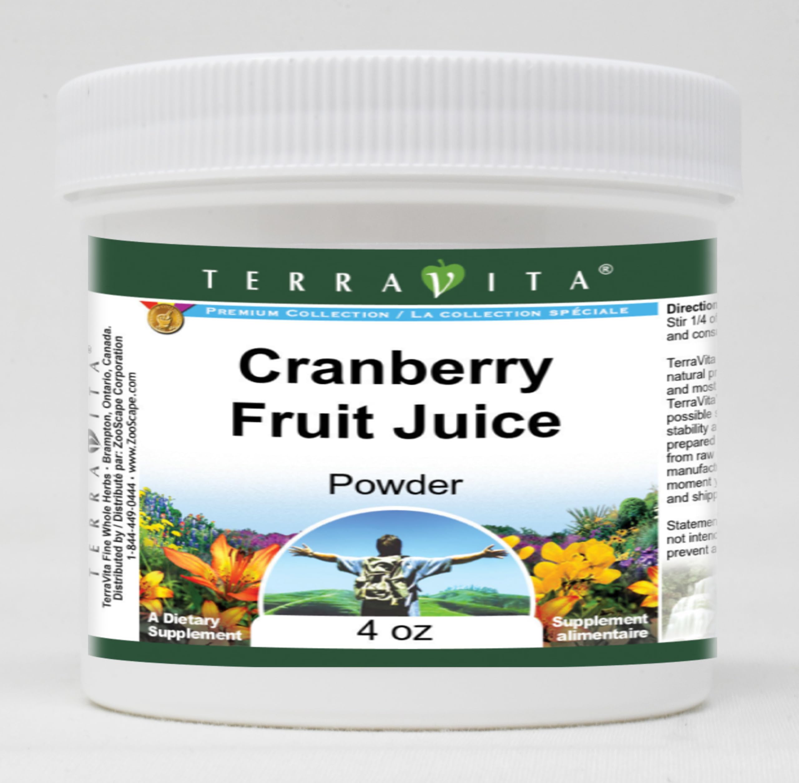 Terravita Cranberry Fruit Juice Powder 4 oz - Natural Antioxidant Supplement for Immune Support - Perfect for Smoothies, Baking, and Wellness Drinks