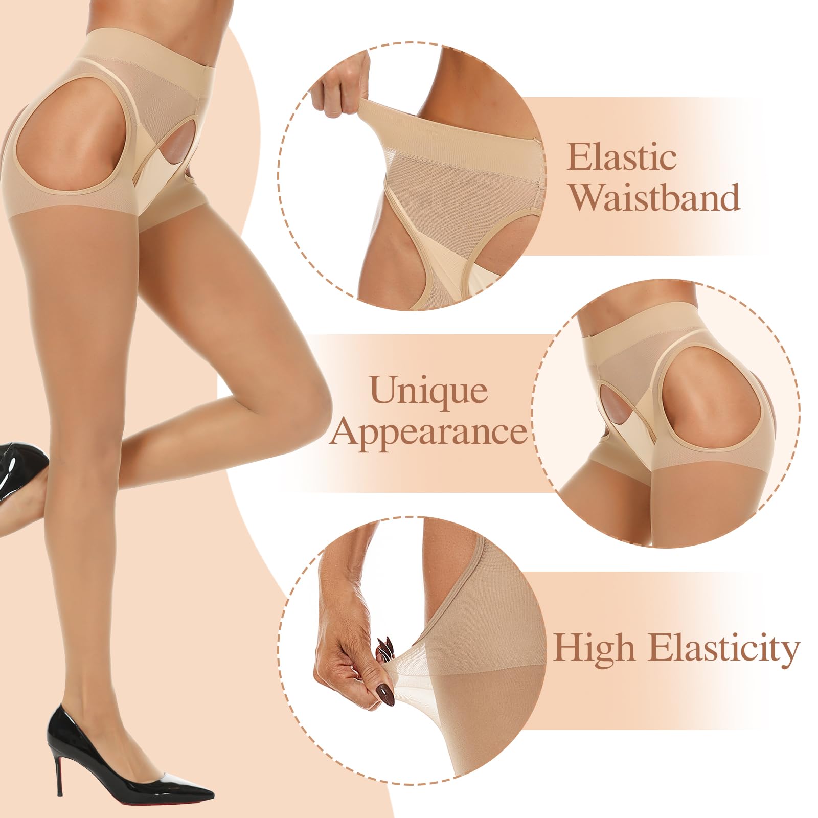 Sexy Yilanmy Suspender Tights for Women - Crotchless High Waist Garter Stockings, Sheer Pantyhose with Straps | Perfect for Lingerie, Role Play & Romantic Nights