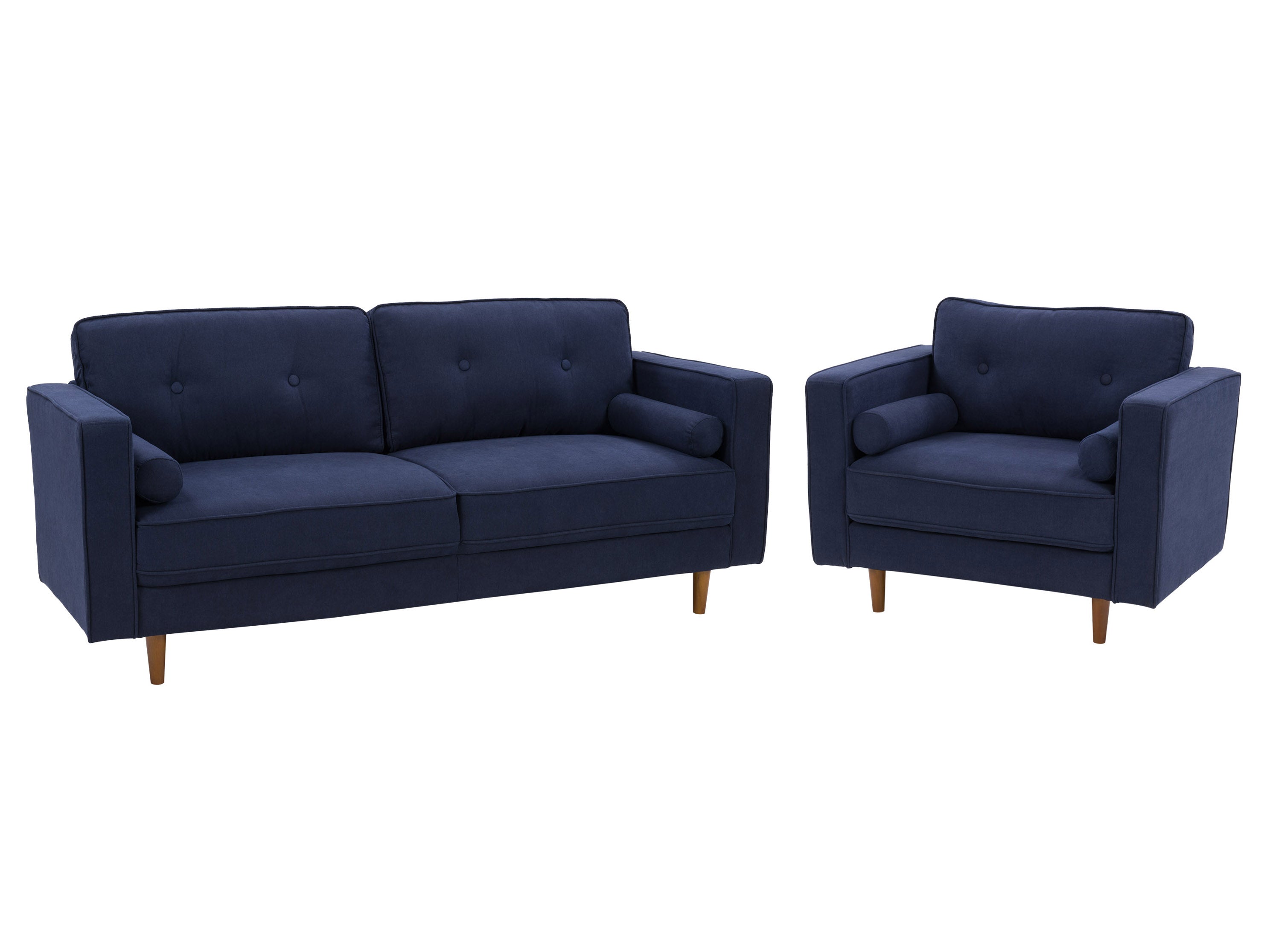 Navy Blue 2-Piece Sofa and Chair Set for Living Room - Modern Comfortable Furniture for Home Decor