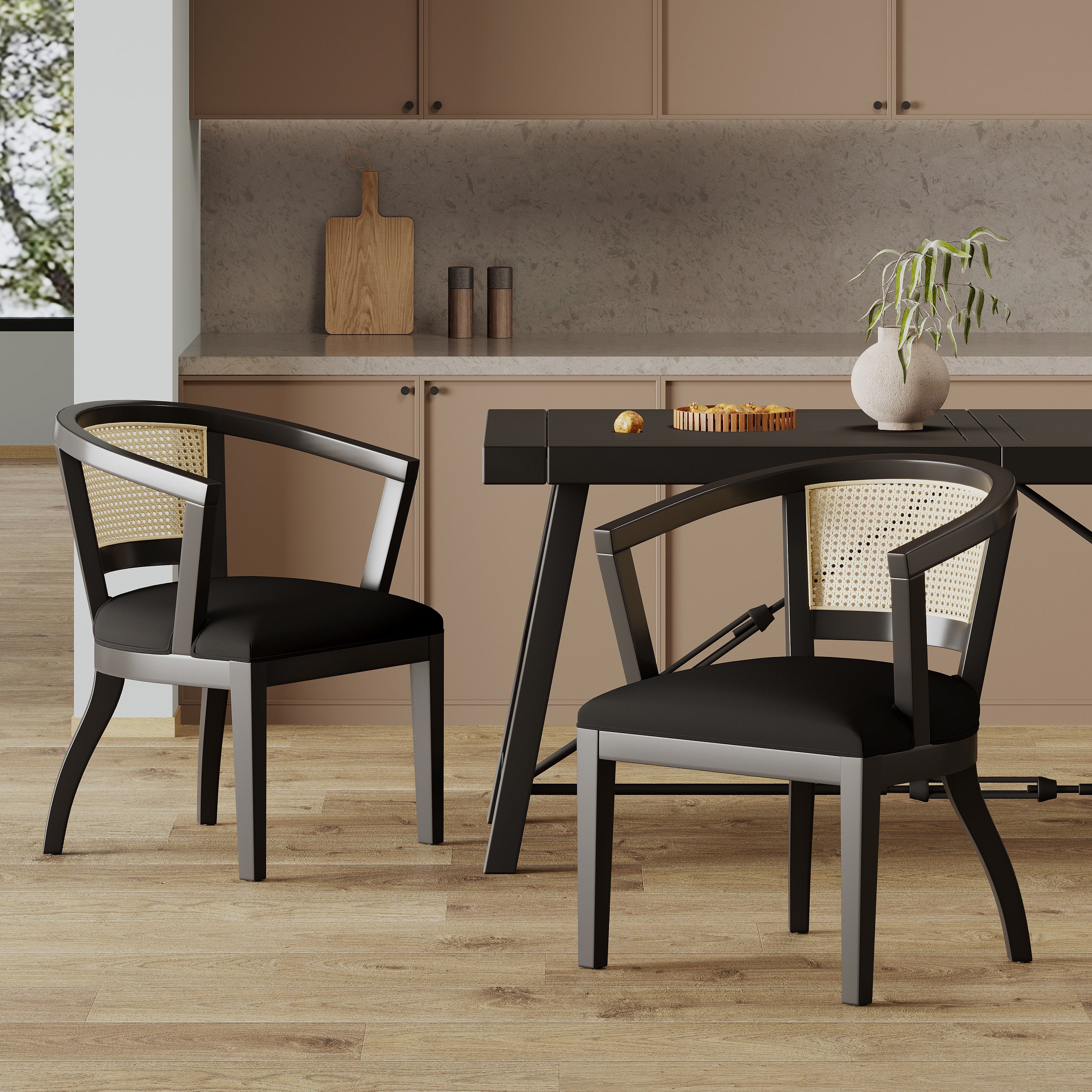 Modern Dining Chairs Set of 2 - Sturdy Wooden Kitchen Chairs with Padded Seat Cushions - Perfect for Dining Room, Kitchen, Breakfast Nook & Small Spaces