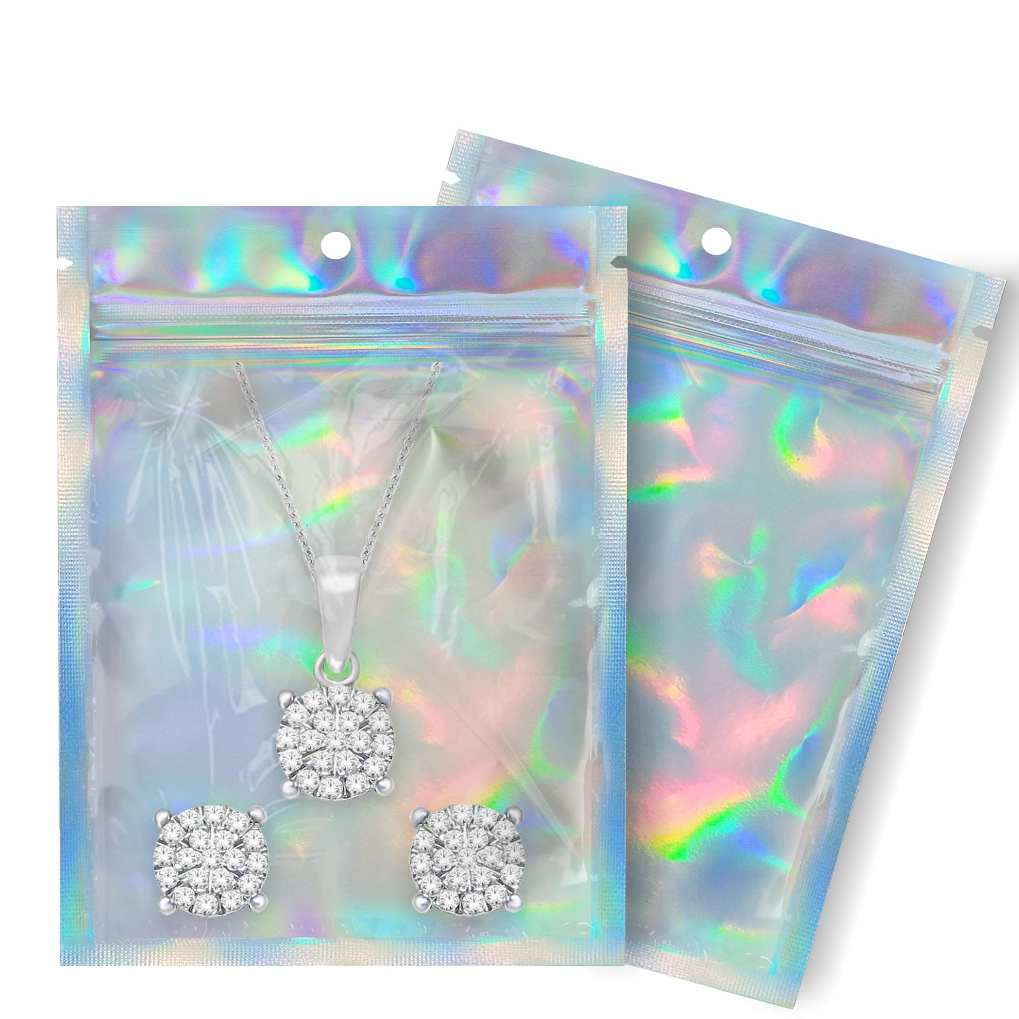 50 Pcs 4x6 Inch Holographic Resealable Bags - Smell Proof Reusable Packaging Bags for Lashes, Food Storage & Organizing - Perfect for Eyelash Extensions, Snacks, Jewelry & Travel Accessories