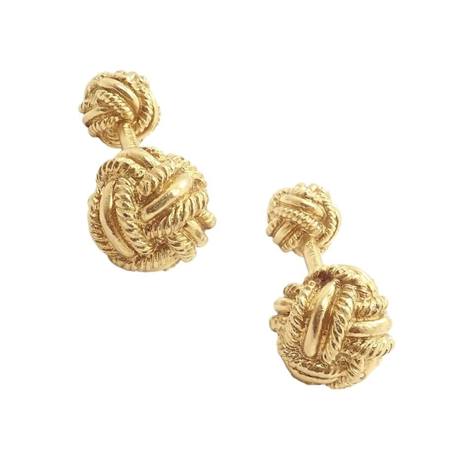 Vintage Tiffany & Co. 18k Yellow Gold Schlumberger Rope Knot Cufflinks - Luxury Men's Jewelry for Weddings & Formal Events