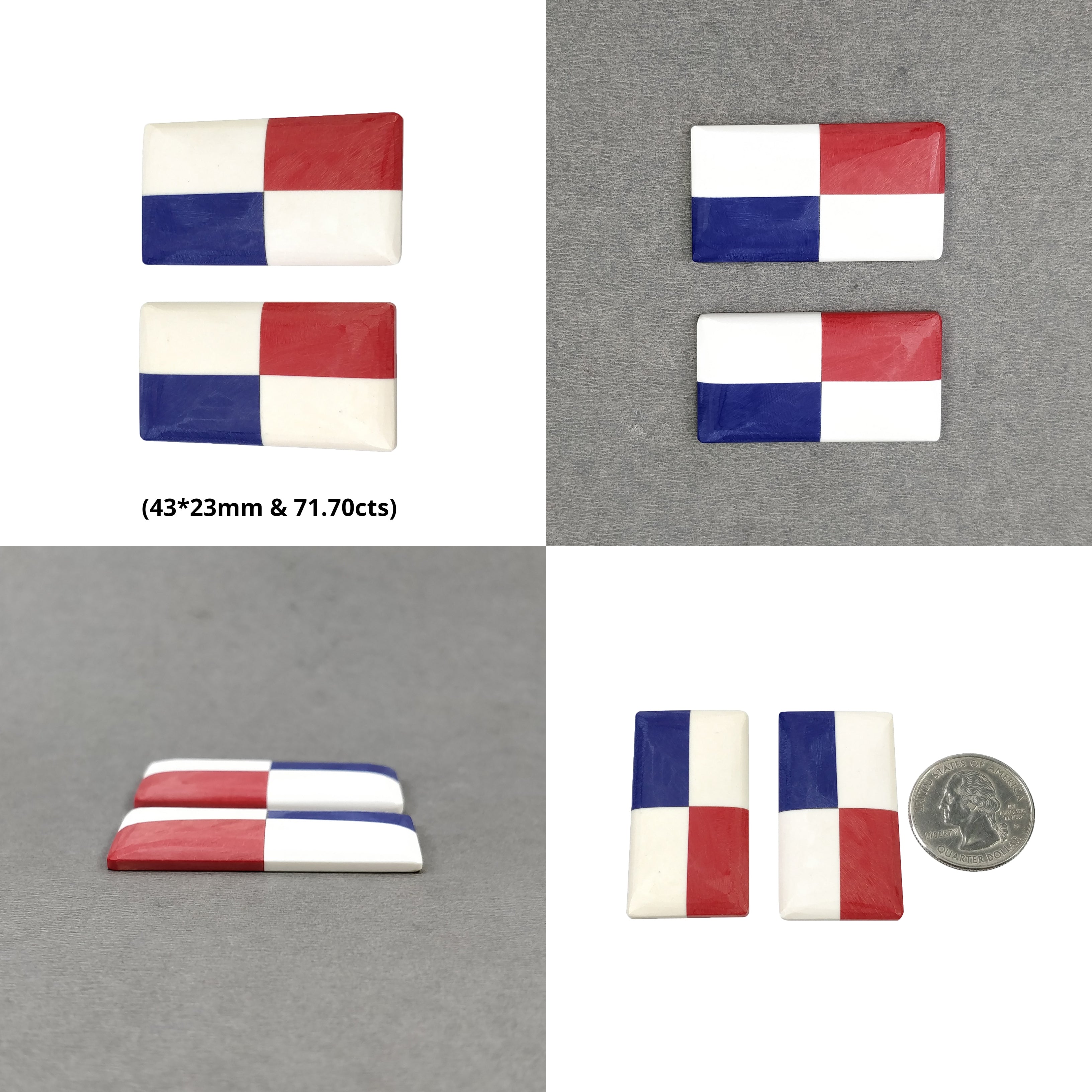 Denmark, USA, Russia & Panama National Flag Pendant Necklace - Exquisite Synthetic Stone Baguette Cut Jewelry for Patriotic Gifts & Travel Souvenirs