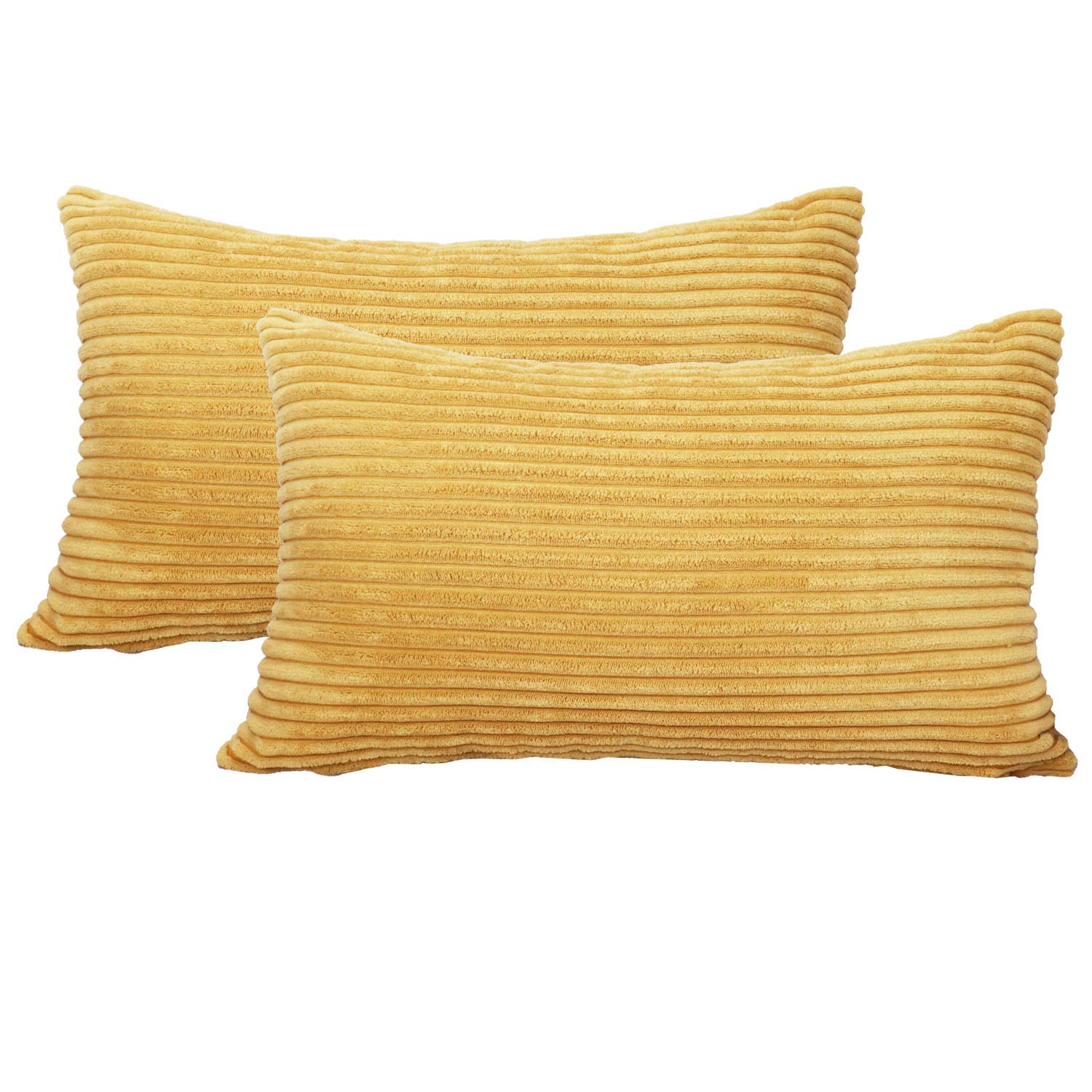 Premium Lumbar Pillow Covers Set of 2 - Super Soft Decorative Couch Pillow Cases 12x20 Inches for Sofa, Bed & Chair - Grass Yellow (Perfect for Home Office, Living Room & Back Support)