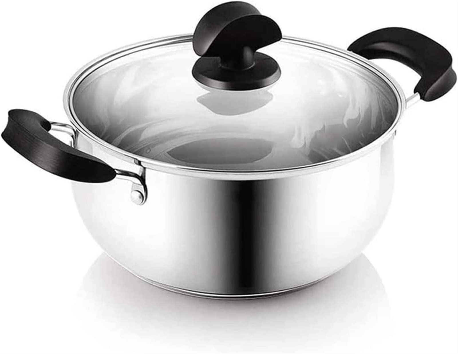 Stainless Steel Wok Milk Pot - 20cm Small Soup & Stew Pot for Gas & Induction Cookers - Thickened Universal Cooking Pot for Home Kitchen, Asian Cuisine & Family Meals