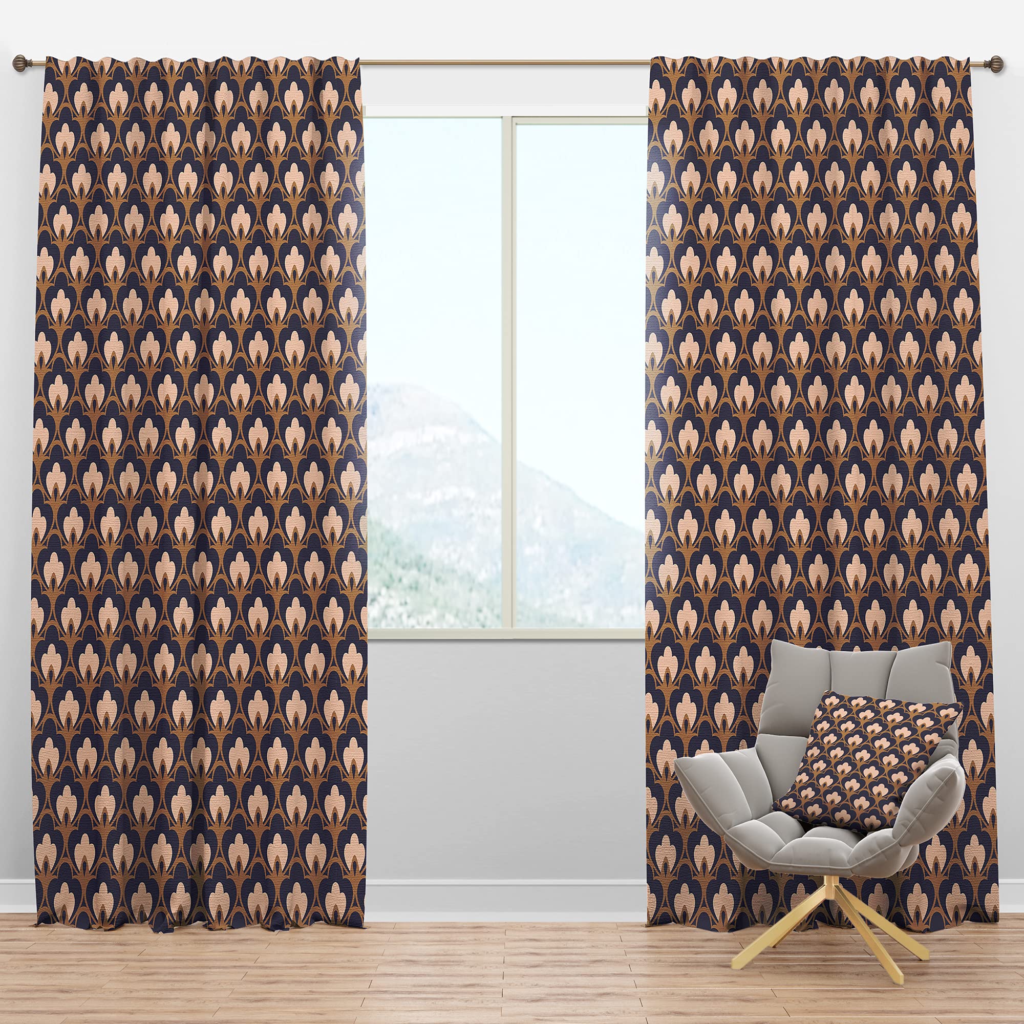 DesignQ Blackout Curtains 'Retro Ornamental Design IX' - Thermal Insulated Single Panel Curtains (52x120 Inches) for Bedroom & Living Room - Noise Reducing & Energy Saving Window Drapes - Perfect for Home Theater, Nursery & Light Sleepers