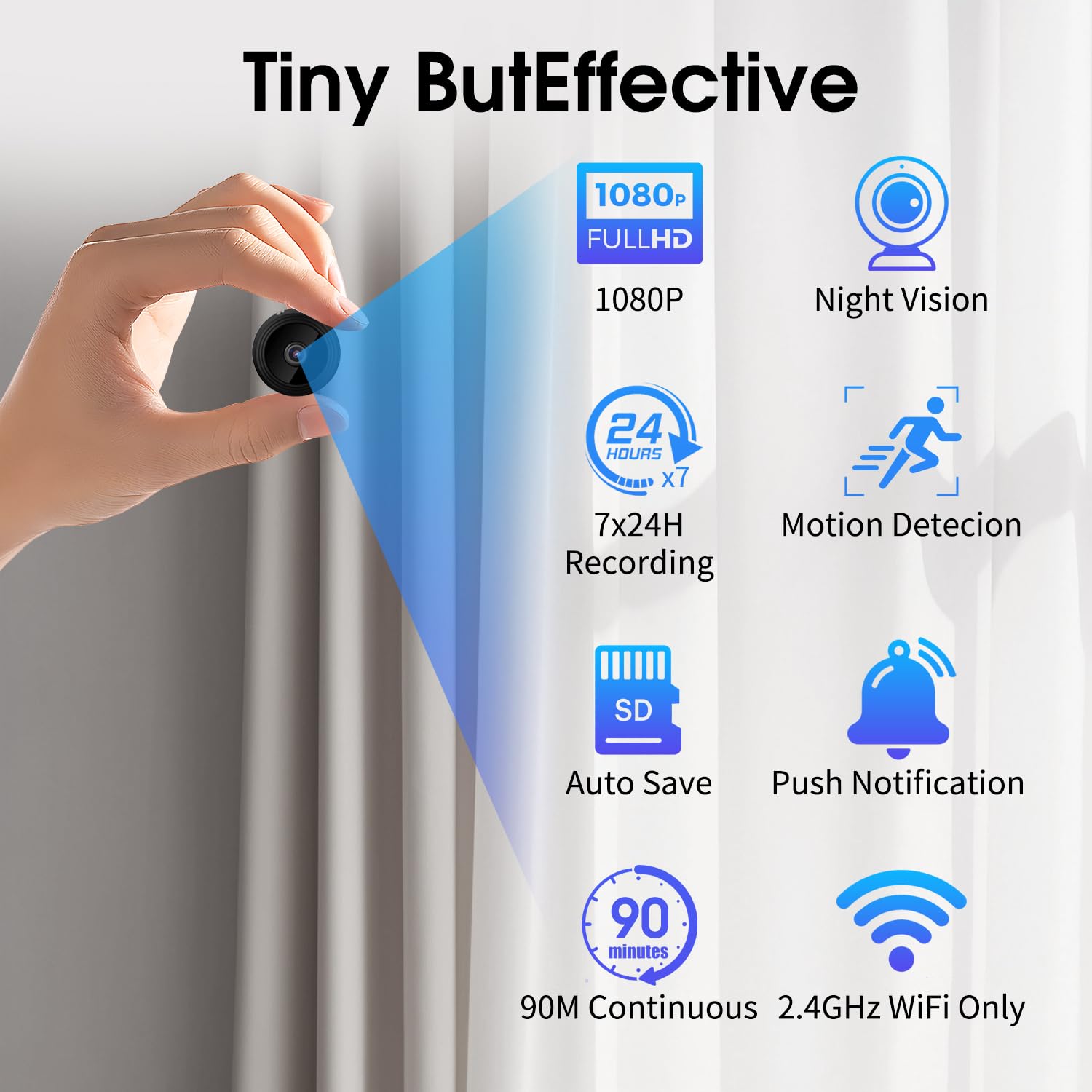 1080P Wireless Hidden Spy Camera with WiFi, Motion Detection & Night Vision - Mini Indoor Security Camera for Home, Baby Monitor, Pet Surveillance - App Control for Remote Viewing (Ideal for Nanny Cams, Office Security & Elderly Care)